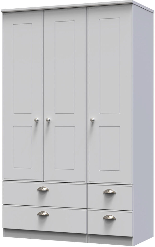 Lark Manor Conners Tall Triple 4 Drawer Wardrobe Grey Matt 196cm H X 111cm W X 53cm D