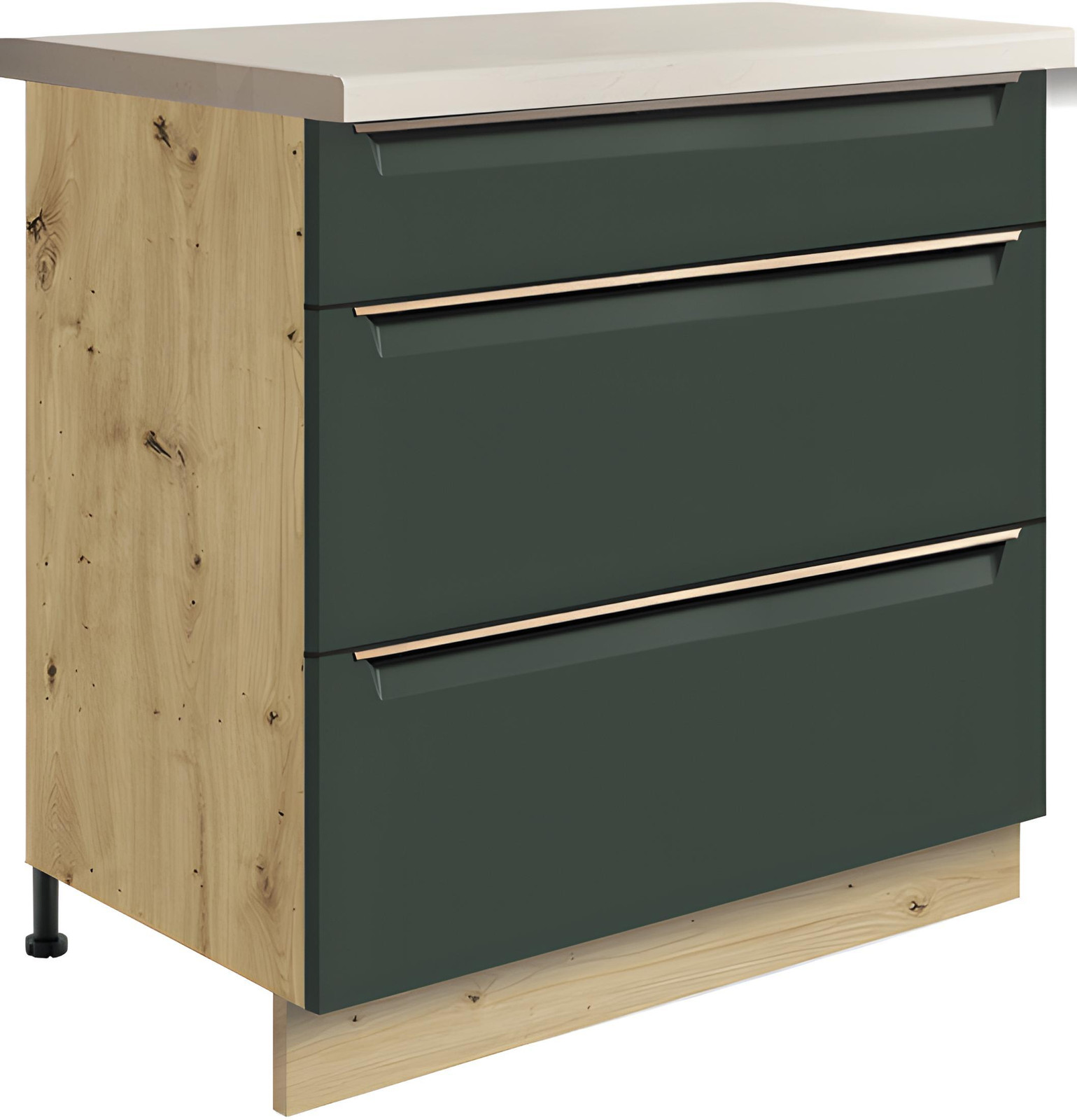 Keukenonderkast GLAMOUR GREEN 22D donkergroen mat met 3 lades