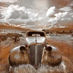 Aludibondbild LOST CAR (BHT 98x98x1,10 cm) - bunt - BHT 98x98x1,10 cm