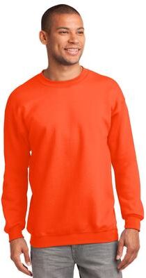 Port & Company PC90 Essential Fleece Crewneck Sweatshirt in Safety Orange size 4XL PC90Y