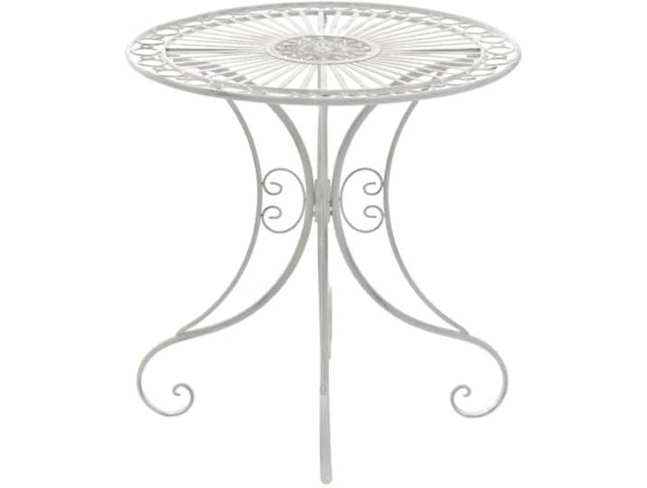 CLP Gartentisch Hari im Jugendstil, runder Bistrotisch aus Eisen mit kunstvollen Verzierungen, Beistelltisch für Garten, Balkon und Terrasse Farbe antik weiß