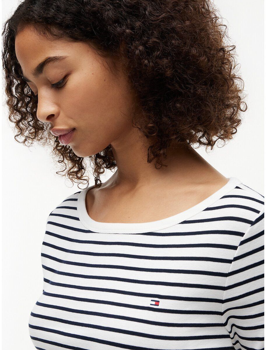TOMMY HILFIGER T-shirt col bateau à rayures manches 3/4