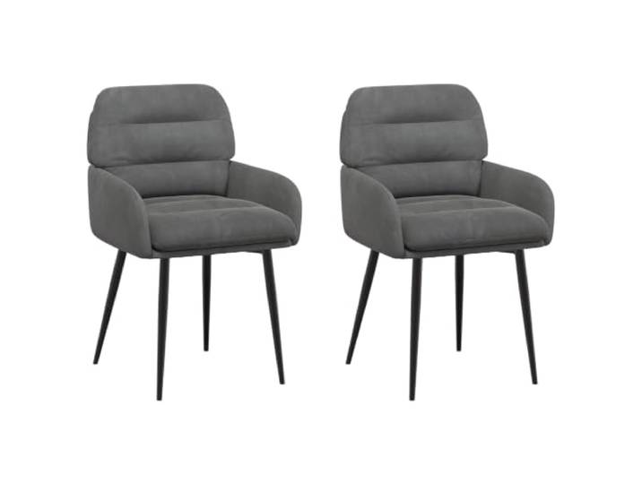 KUTYWEXFM Esszimmerstühle 2er Set Samt Polsterstuhl Dunkelgrau Metall Ergonomische Küchendesign Stühle mit Armlehne und Schaumstoffpolsterung für Küche, Wohnzimmer und Essbereich.