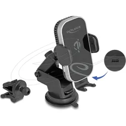 Delock Wireless Car Charger Smartphone Halterung mit Ladefun, Smartphone Halterung, Schwarz, Grau