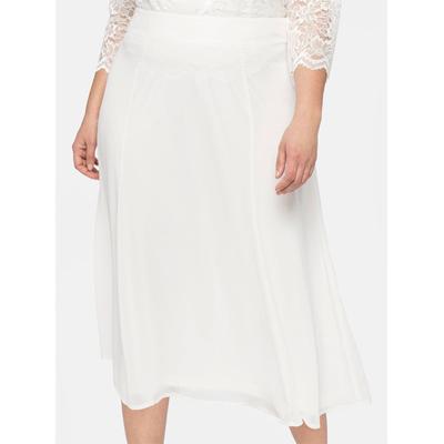 Sommerrock SHEEGO, Damen, Gr. 44, weiß (sanftes weiß), 100% Polyester, unifarben, wadenlang, Röcke