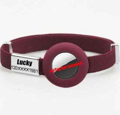 Uplift Essentials Fashion Airtag Cat Collar With Elastic Safety And Customized ID Tag burgundy