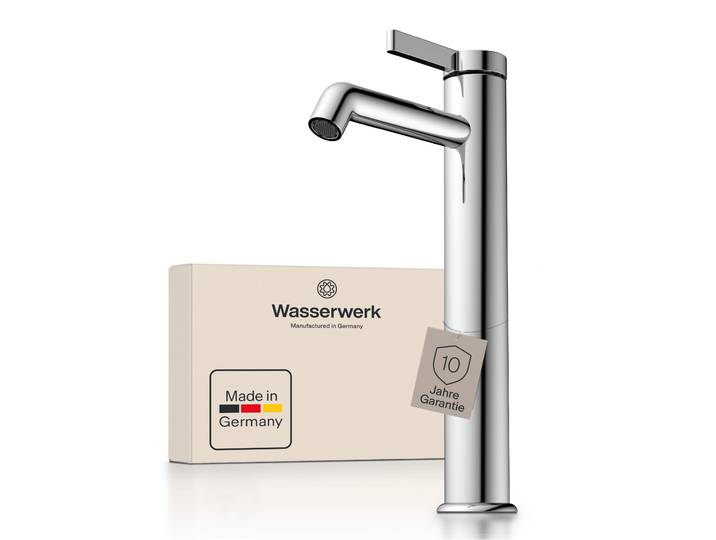 Waschtischarmatur WASSERWERK WT 11 , silber (chrom), B:5cm H:30cm T:17,5cm, Messing, Armaturen, Waschtischarmatur, inkl. Popup, wassersparend
