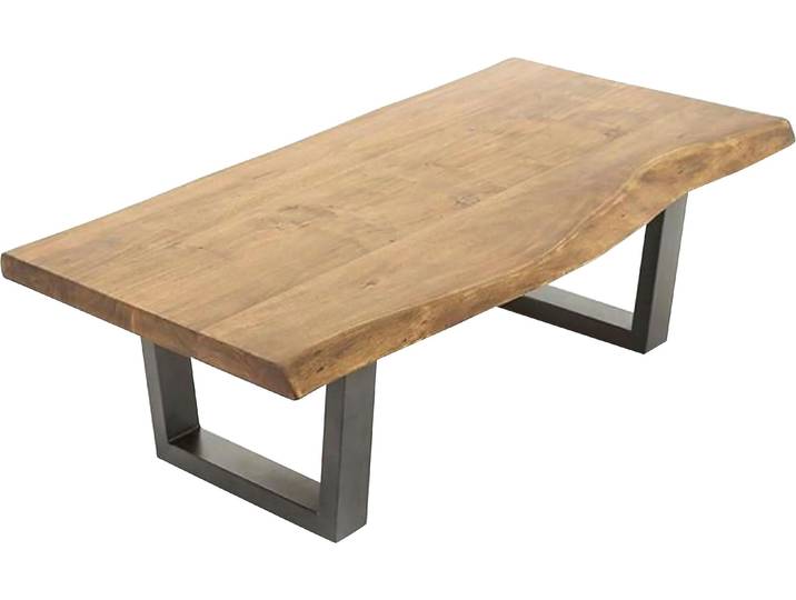 Couchtisch BYLIVING Judy , braun (braun, schwarz), B:120cm H:45cm T:60cm, Tische, Couchtisch, aus Massivholz, mit natürlicher Baumkante, Breite 120 cm
