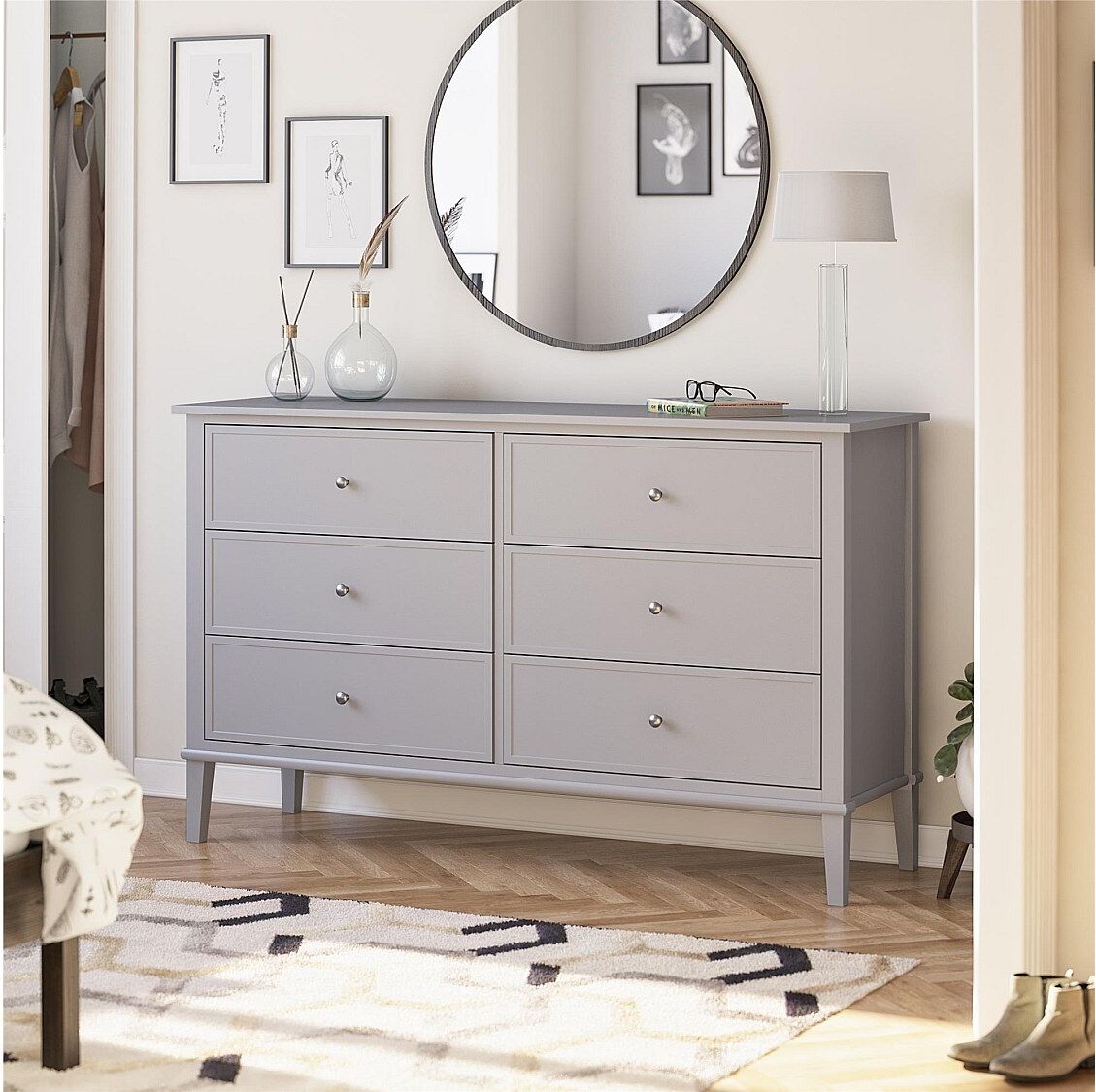 Dorel Home Cómoda con 6 cajones en MDF gris
