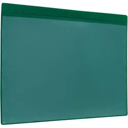 10 Kennzeichungstaschen mit Aufhängelochung grün | A5 148 x 210 mm | Breitseite, Hart-PVC, Weich-PVC