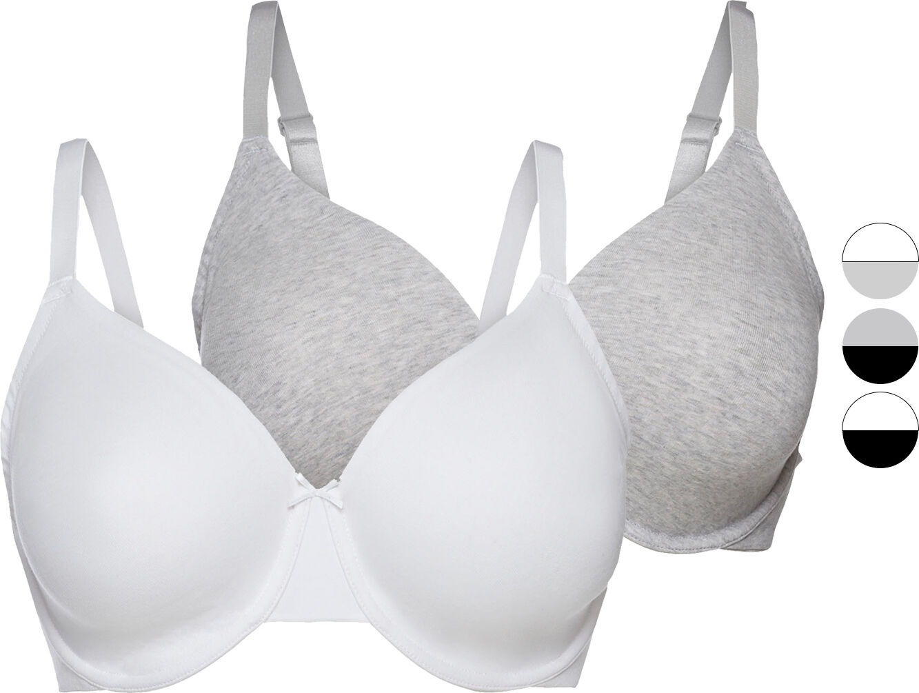 ESMARA® Damen Bügel-BHs, 2 Stück, hohen Baumwollanteil