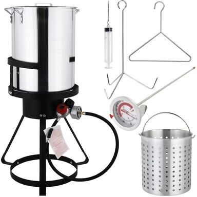 30 Qt. Aluminum Turkey Fryer and Single Burner Fryer Boiler Steamer Set
