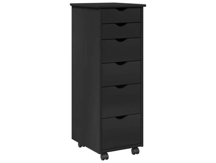 GFEROMRF Rollschrank Mit Rad Schwarz 34 x 39 x 93,5 cm Massivholz Kiefer Massivholz Kiefer, schwarz, 4 Rollen, Schubladen mit Rollenführung, pflegeleichte Oberfläche, urbanes Design