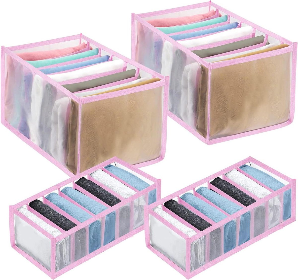 Opvouwbare kledingorganizer voor ondergoed, sokken en t-shirts - Roze