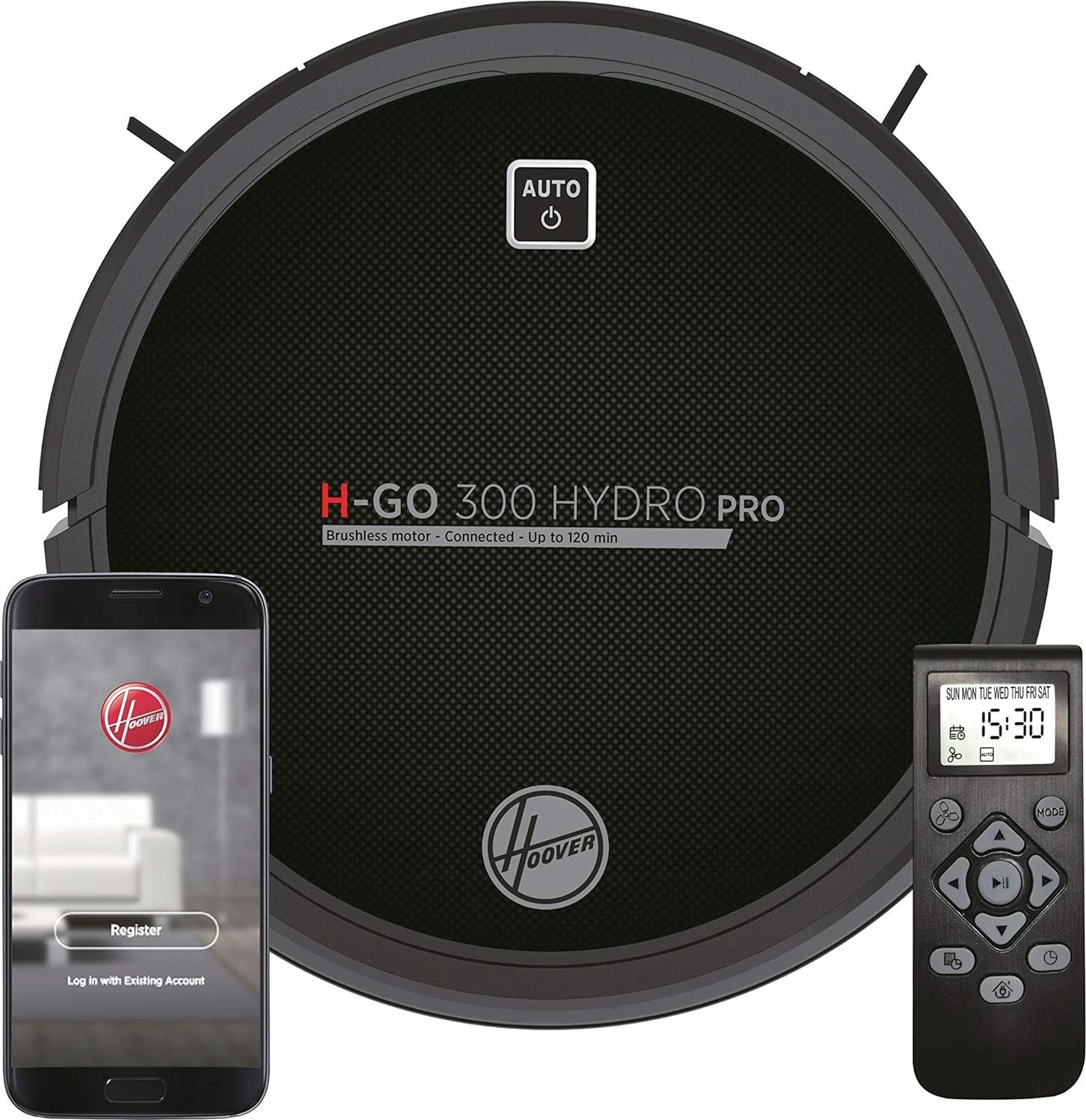Hoover H-GO 300 HYDRO PRO HGO330HC 011, Schwarz, Rund, Hi-Gloss Black, LCD, Gummi, 2 Rad/Räder