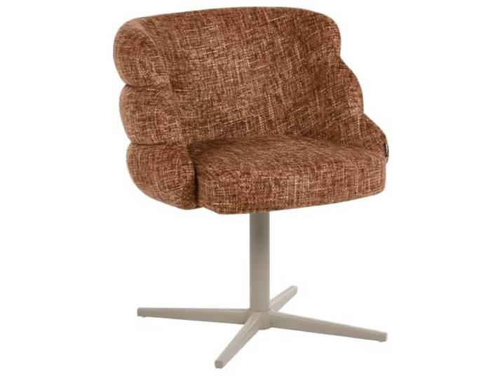 Beliani Drehstuhl Goldbraun Stoff Gepolstert Gesteppt Meliert Drehbar mit Metallgestell ohne Armlehnen Mid-Century Modern Schminkstuhl Esszimmerstuhl