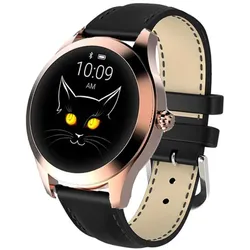 TPFNet Damen Smart Watch / Fitness Tracker IP68 - Kunstleder Armband - Android & IOS - Gold / Schwarz