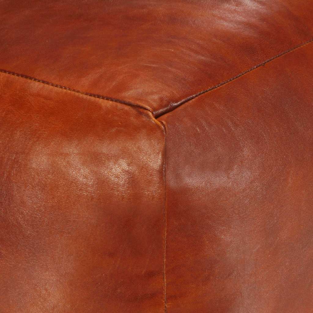 vidaXL Pouf 40 x 40 x 40 cm Brun roux Cuir véritable de chèvre