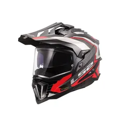 LS2 Endurohelm MX701 Explorer Carbon M Rot / Schwarz Frontier II