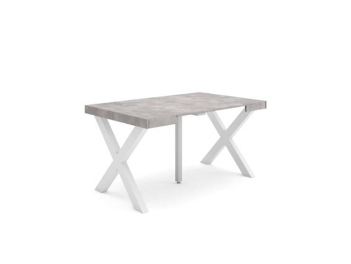 Skraut Home - Table console extensible - 140 - Pieds bois massif - Ciment - Gris