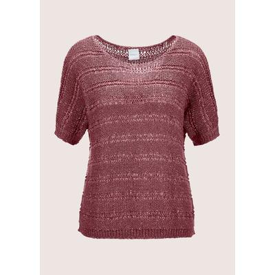 Longpullover MADELEINE "Pullover Ajour-Pullover mit Glanz-Effekt", Damen, Gr. 34, lila (aubergine), Obermaterial: 55% Baumwolle CO. 45% Polyester PES., Modern, normal, Pullover Longpullover