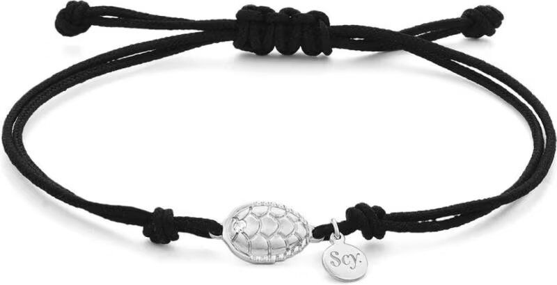 Pulsera Secrecy B4012cdawa900 Con Charm Brillante Y Cordón Negro Ajustable 19cm Mujer