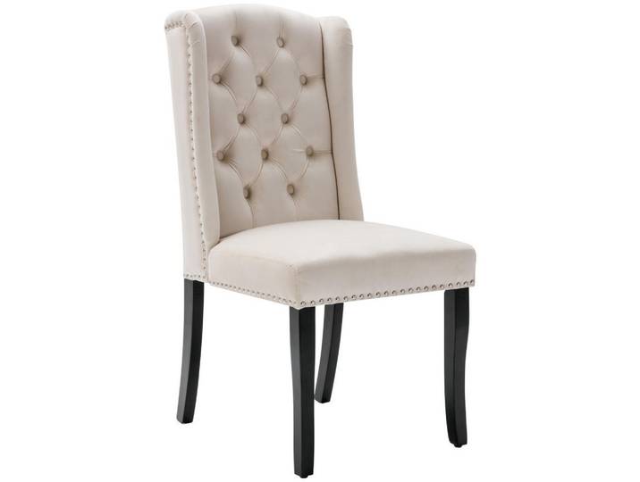 Komhtom Stuhl-Set 2 Stück in Beige Samt, 45x100x61 cm, Esszimmer, Stühle, Esszimmerstühle