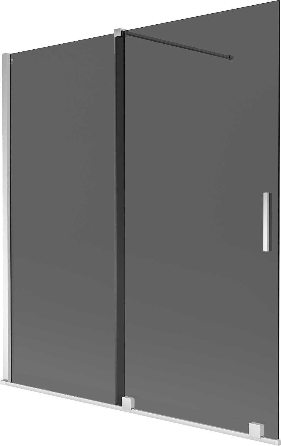 Mexen Velar Badewannenabdeckung, 2-flügelig, verschiebbar 150 x 150 cm, Graphit, Chrom - 896-150-000-41-01