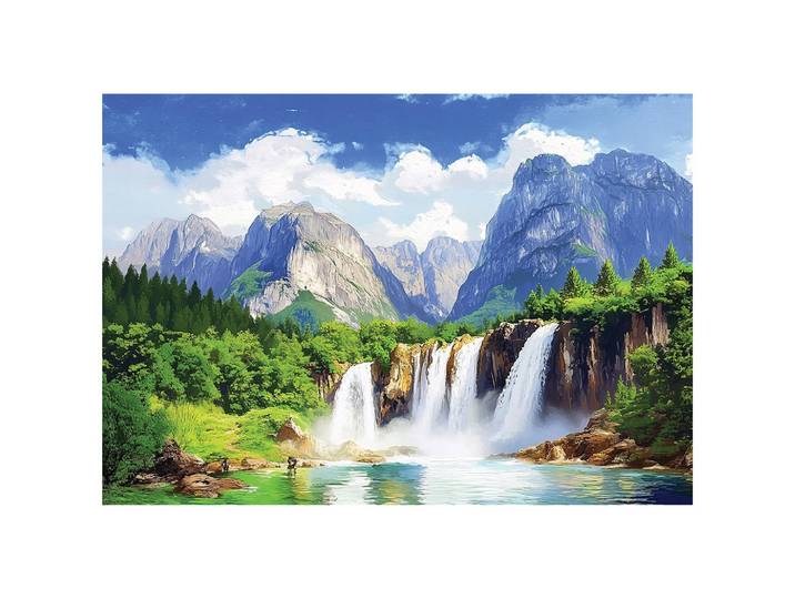 FOTOTAPETE 3D Effekt Wasserfall Berge Natur Tapete Wohnzimmer 200x140