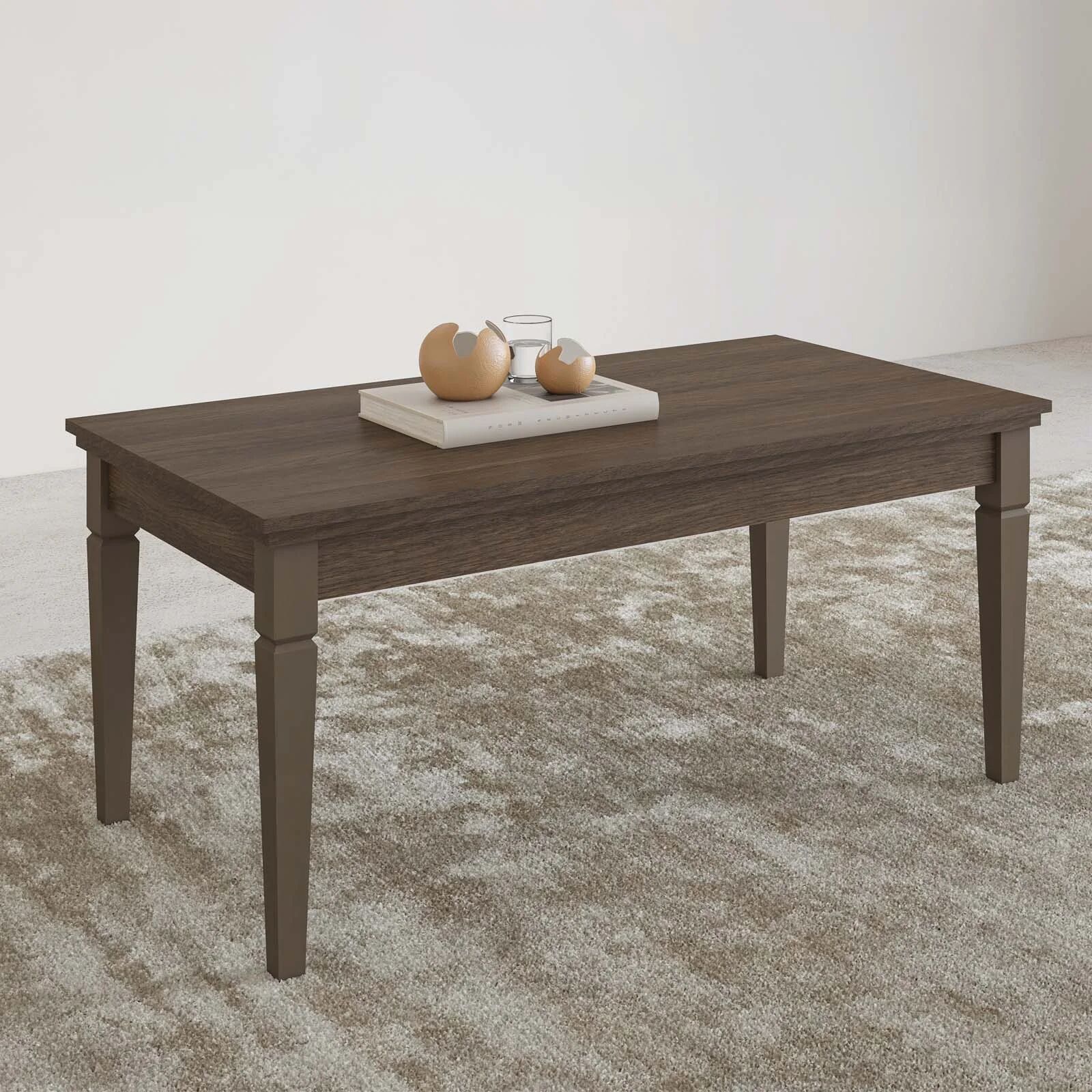 garneroarredamenti Tavolino da soggiorno rettangolare 110x60cm rovere scuro Texel