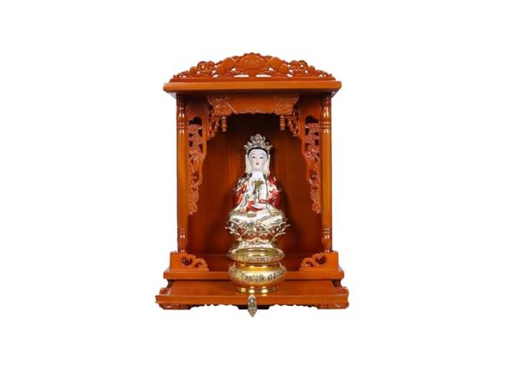 Coal2ToalPW An der Wand montierter Altartisch aus Holz mit Schublade for den Vitrinenschrank des buddhistischen Schreins Pooja zu Hause(Huanghuali,Large)