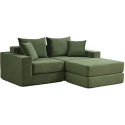 3-SITZER SOFA Modulares Cord Grün ohne Montage