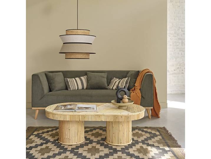 Table basse en canne de rotin ovale