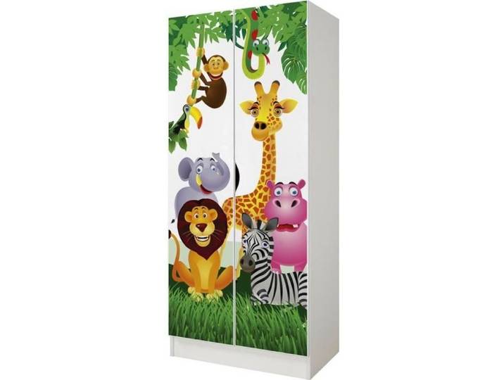 Armoire blanche deux portes 246237B Roma /motif Safari