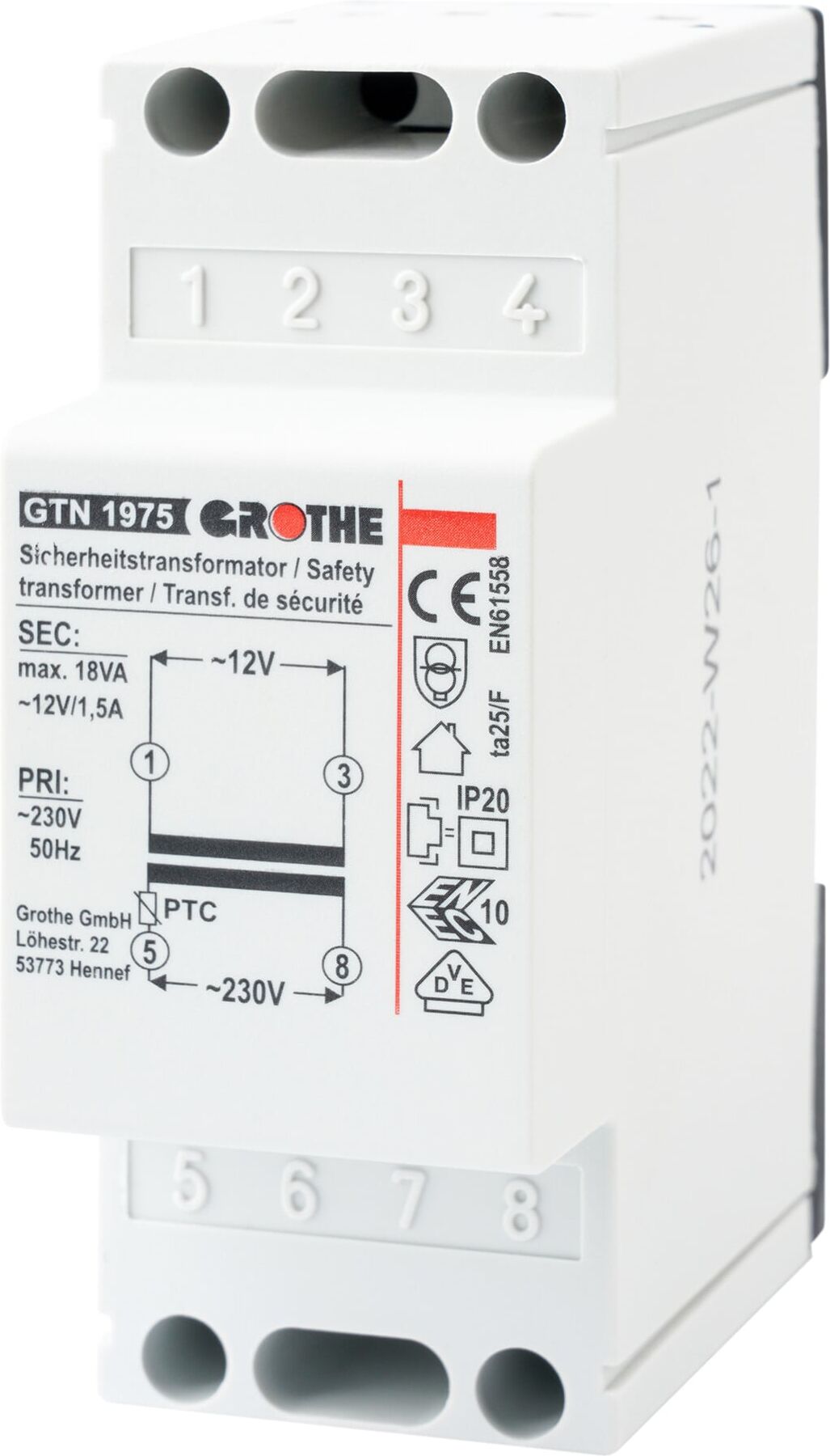 Grothe Sicherheitstransformator GTN 1975 1,5A (14101)