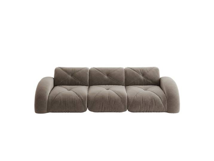 Canapé 3 places - Modulaire - Droit - Chenille 100% - Pouf & coussins inclus