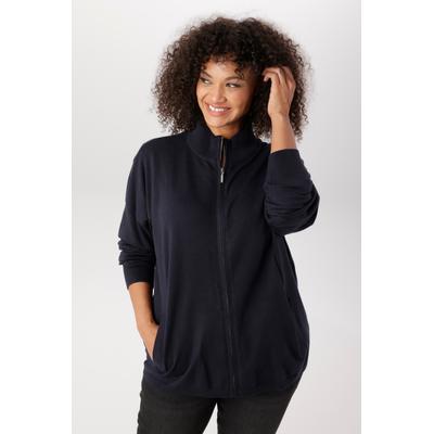 Strickjacke ANISTON PLUS, Damen, Gr. 52, marine, Feinstrick, Obermaterial: 70% Viskose (LENZING™), 30% Polyamid, unifarben, lässig geschnitten Po-bedeckend, Strickjacken Strickjacke, aus weicher Strick-Qualität - NEUE KOLLEKTION