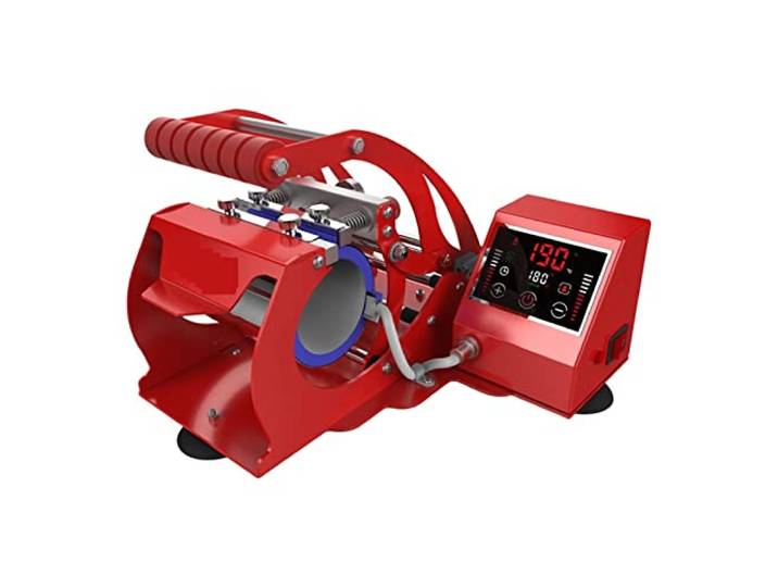 Heißprägepresse, LCD Touchscreen-Becher-Tasse Pressemaschine-Sublimationsdrucker Wärmepresse Maschinenbecher-Tasse Druckmaschine Rot Schwarz Silber Blau