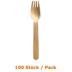 Gabel wachsbeschichtet NatureStar Birke 100 Stück lebensmittelecht, robust, Länge: 160 mm, Packabgabe