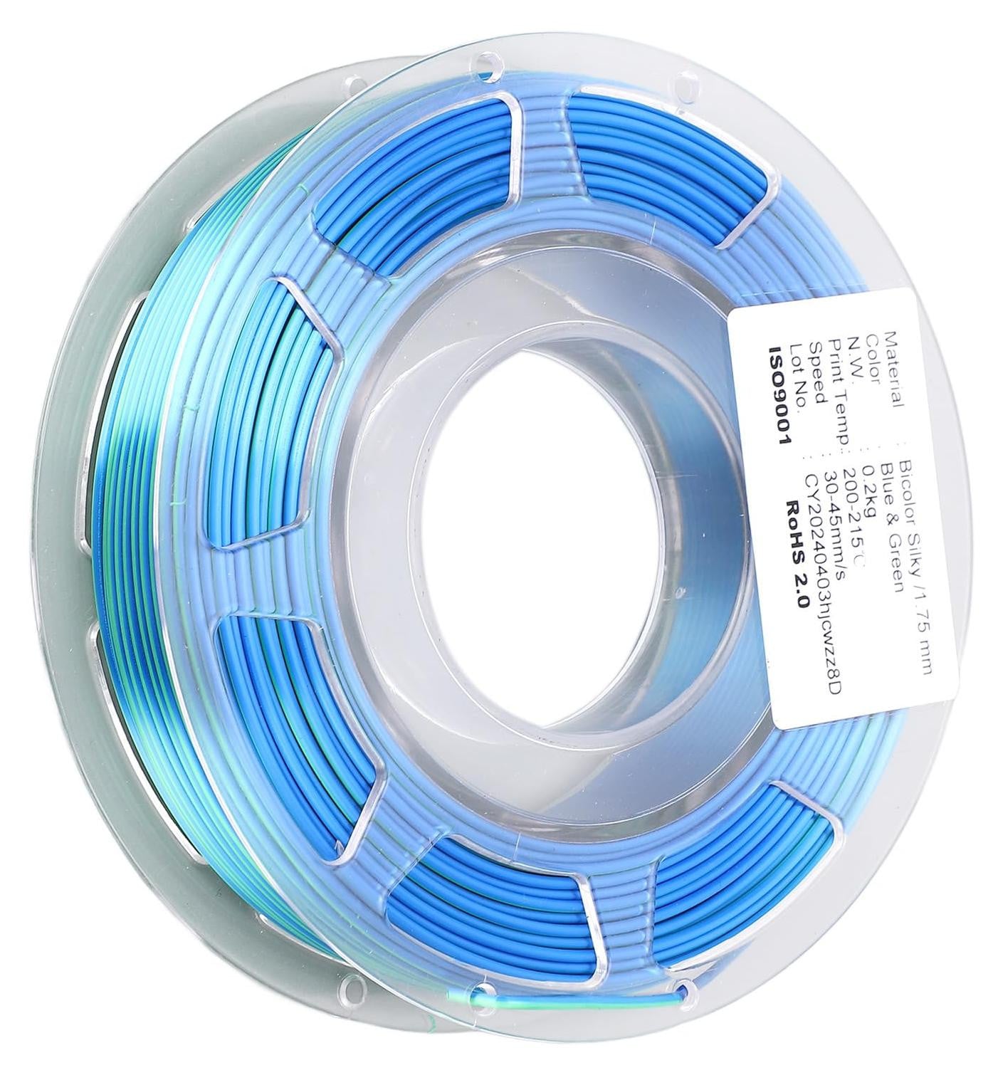 3D-printer filament PLA tweekleurig blauw-groen en donkerpaars 1,75 mm 200g