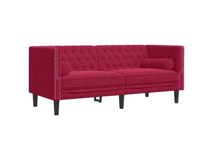 (Promo 2026)CANAPÉ FIXE Rouge - SHIELD - Canapé Chesterfield avec traversins 2 places - Sofa pour 2 personnes - velours 6812405