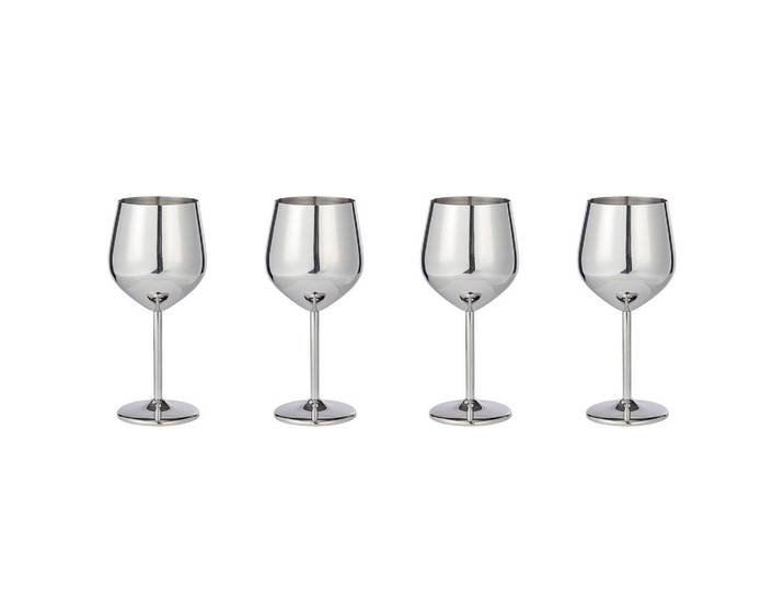 Butlers Weingläser (4er Set) Manhattan Lounge 400 ml, Silberfarben, Metall, Gläser, Weingläser