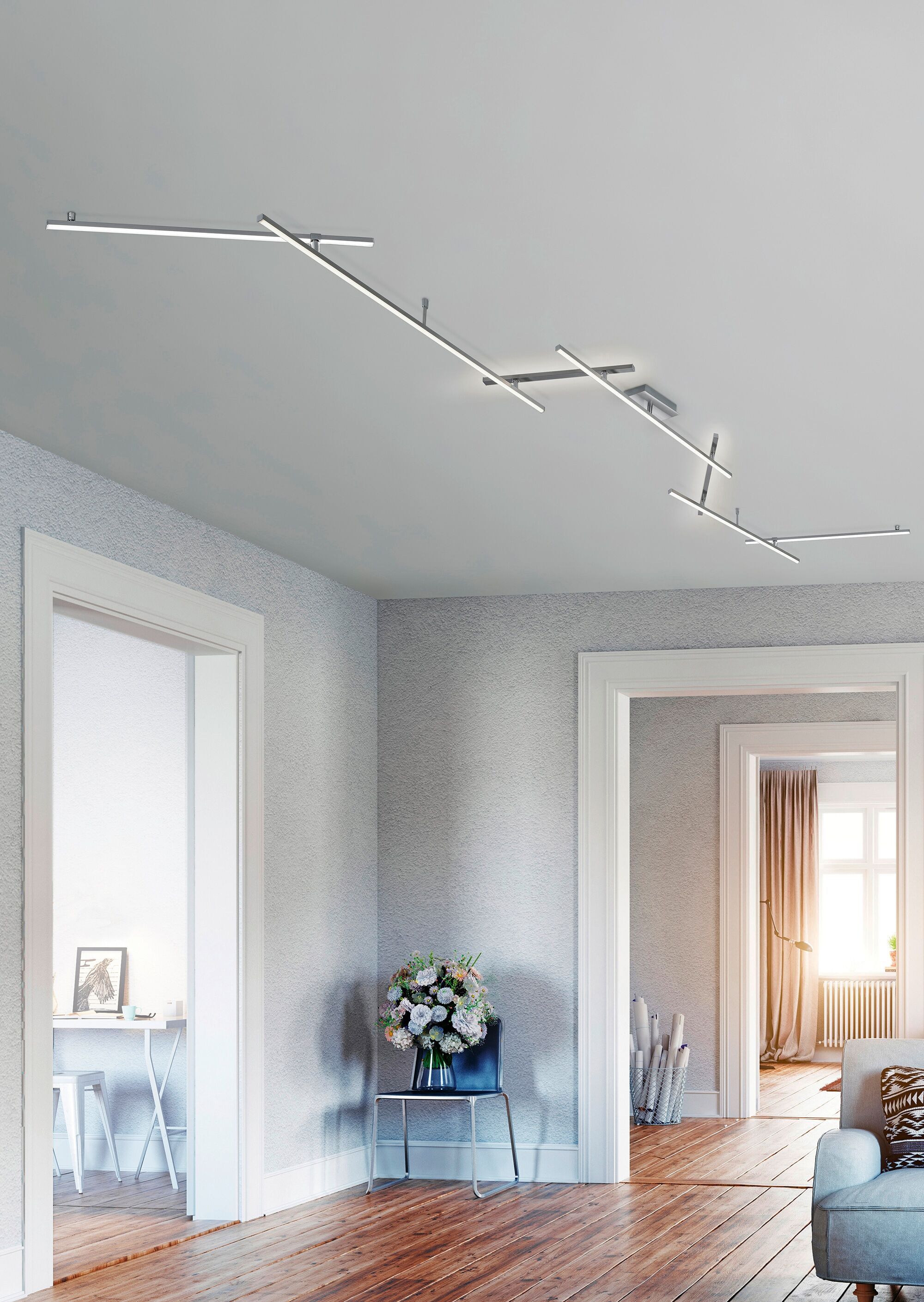 TRIO LEUCHTEN LED Deckenleuchte "Indira", grau (nickelfarben), 1, H: 7cm, Leuchten, LED Deckenleuchte, Topseller