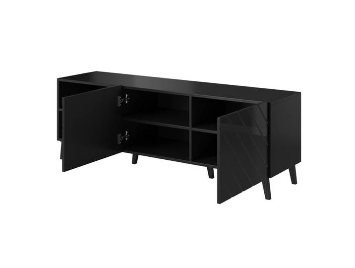 Meuble tv design noir brillant 150cm