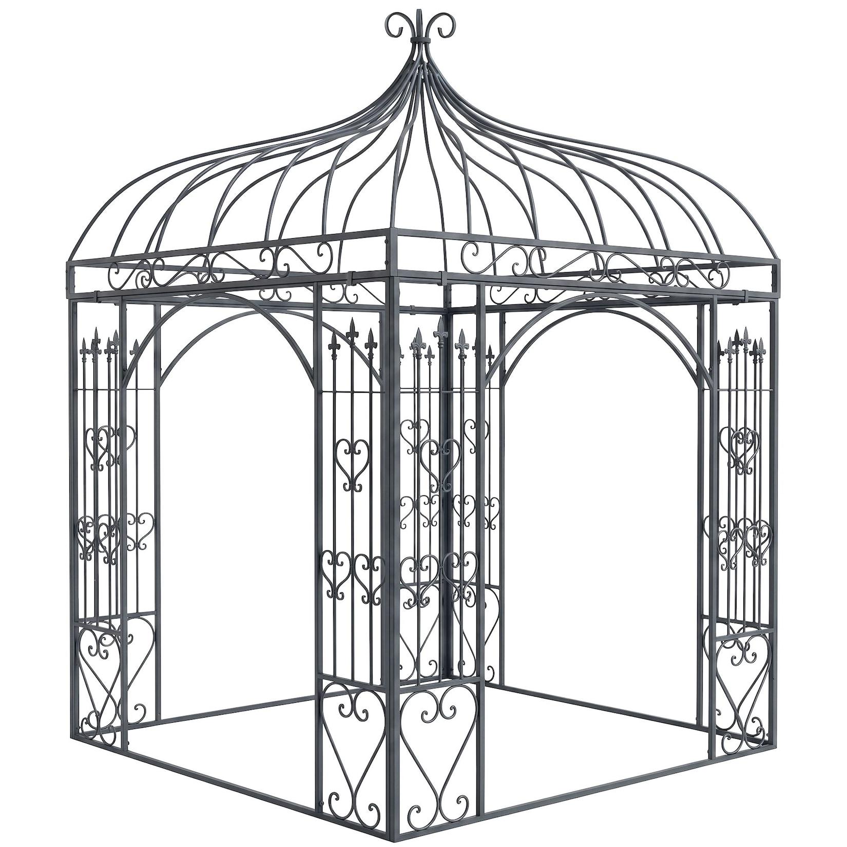 CLP Rosenpavillon aus Eisen im Landhausstil Manja, Rankpavillon mit Verzierungen als Rankhilfe für Kletterpflanzen, Rosenbogen für den Garten