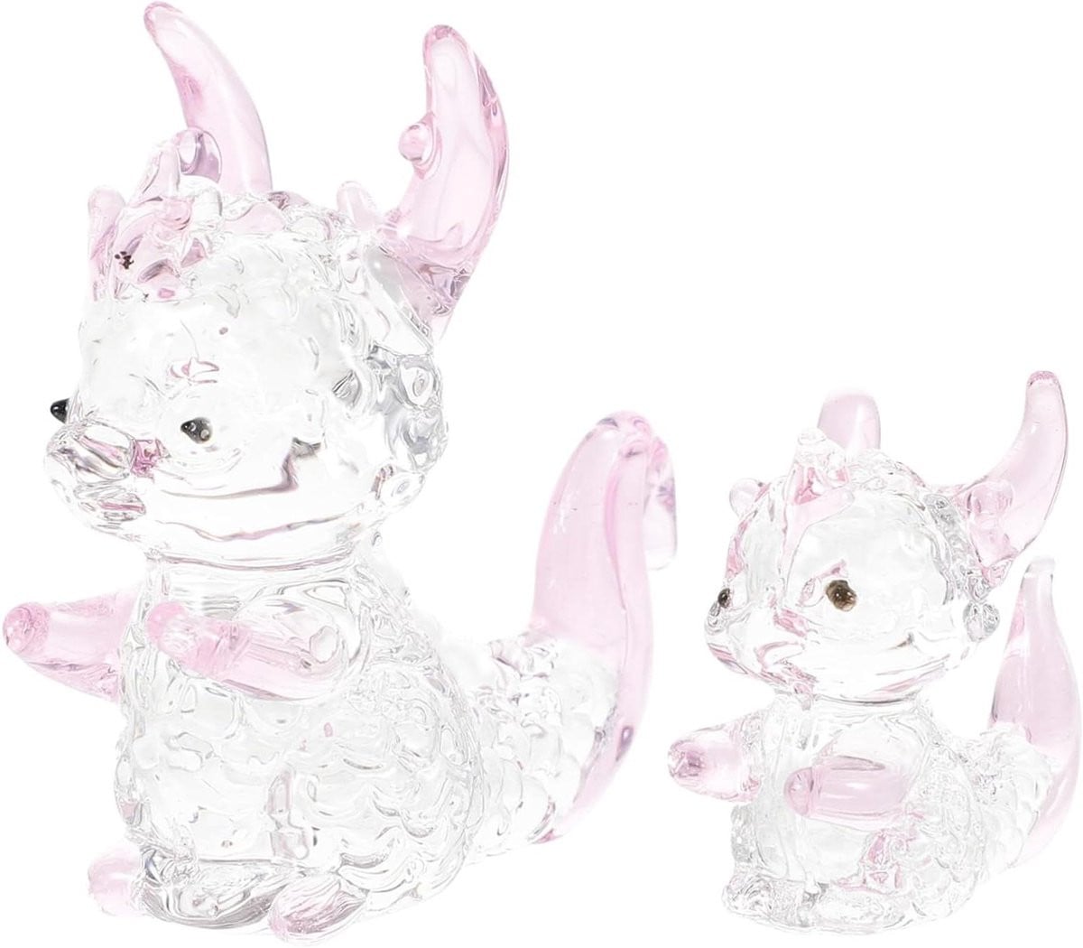 Set van 2 roze kristal draken beeldjes voor decoratie van je woonkamer