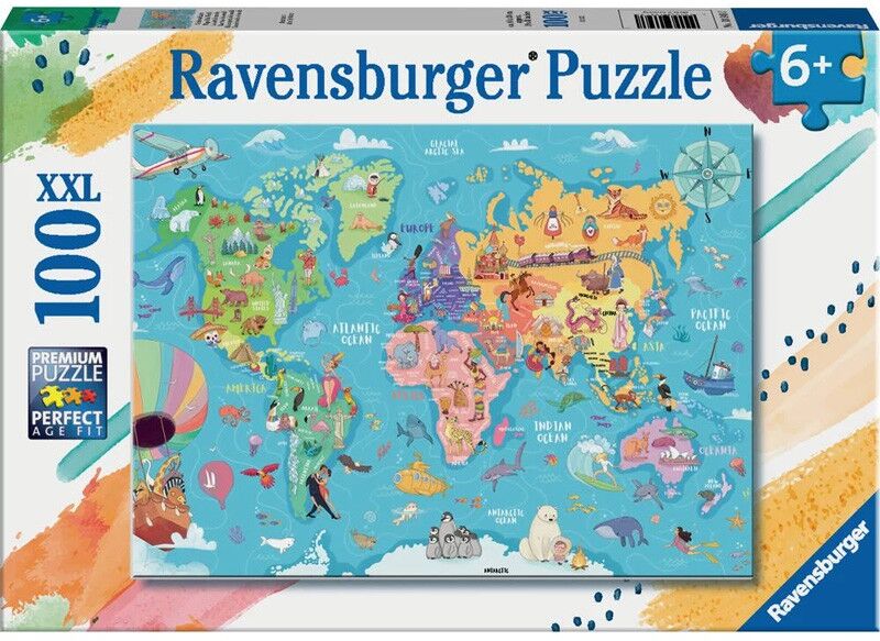 Ravensburger Puzzle 100 p XXL - La carte du monde