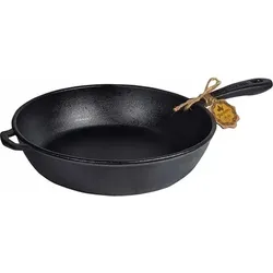 MAYSTERNYA Bratpfanne aus Gusseisen – ø 28 x 6 cm – Gusseisenpfanne für alle Wärmequellen – Metallgriff – PFAS-frei – Schwarz