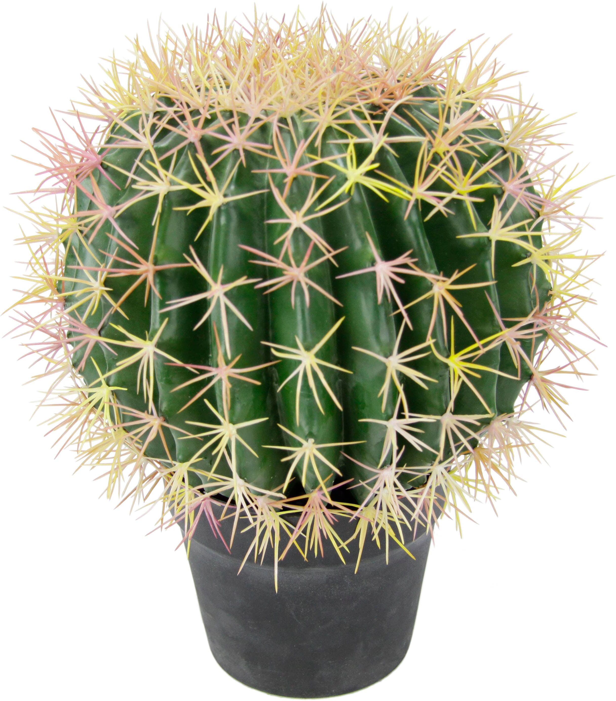 Kunstpflanze I.GE.A. "Kugelkaktus", grün, B:26cm H:33cm L:26cm, Obermaterial: 100% Kunststoff, Kunstpflanzen, Kunstpflanze, 33 cm