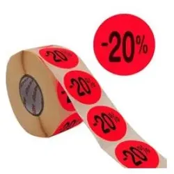 METO, Etiketten, Promo-Etiketten -50%, rund, rot fluor rund, Durchmesser: 40 mm, selbstklebend, lösemittelfrei
